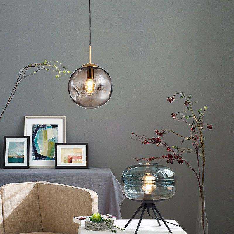 Nordic creative concave convex glass ball chandelier bedroom dining room coffee living room art pendant light