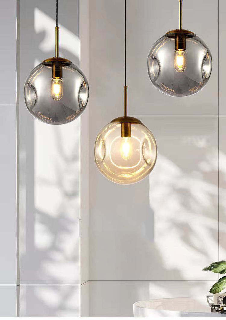 Nordic creative concave convex glass ball chandelier bedroom dining room coffee living room art pendant light