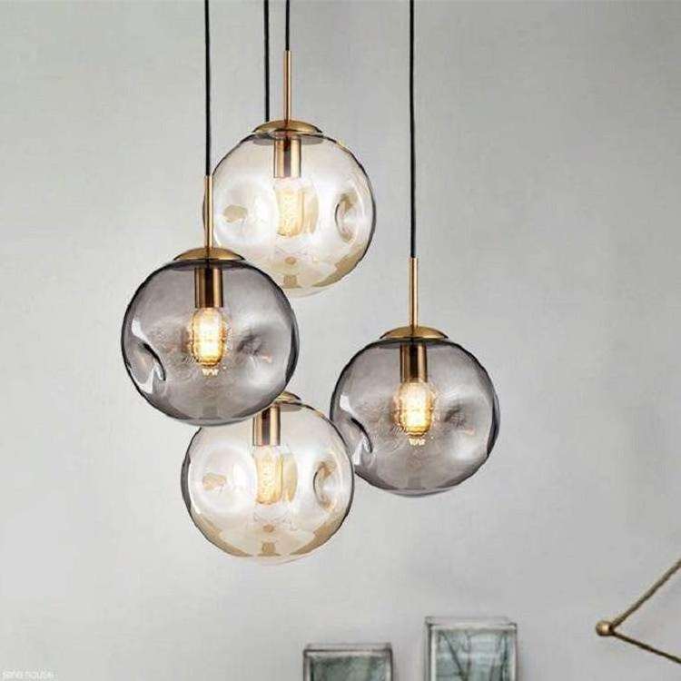 Nordic creative concave convex glass ball chandelier bedroom dining room coffee living room art pendant light