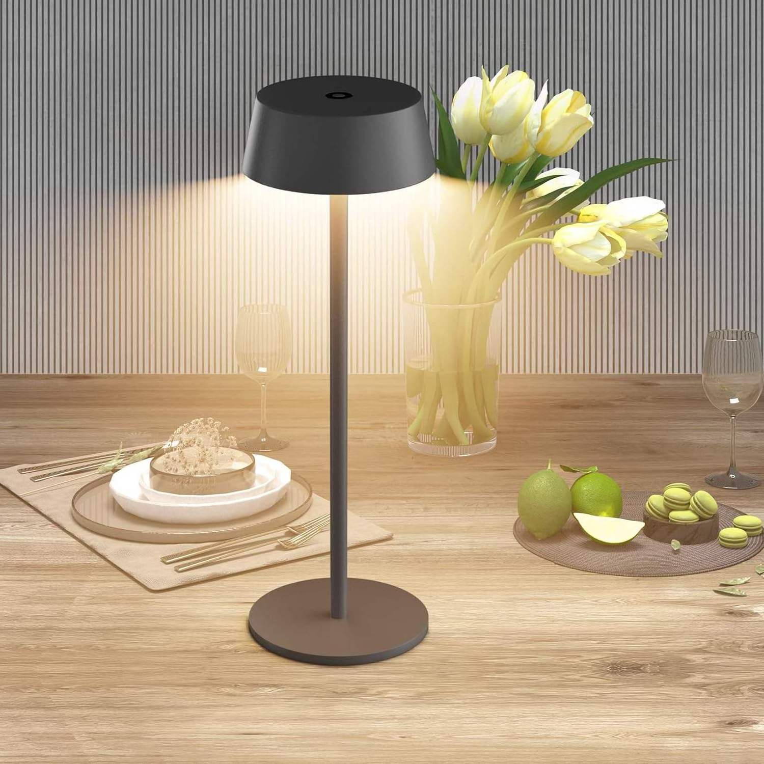 Restaurant aluminum rechargeable cordless table lamp luxury touch dimmable table lamp bar hotel decorative light