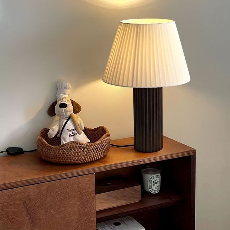 New design decorative wood table lamp lighting modern indoor dining room fabric shade desk lamp electric