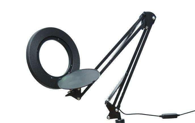 Studio 8X magnifying glass lamp folding swing arm led luminous floor lamp with wheels for sliding work salon floor lamp