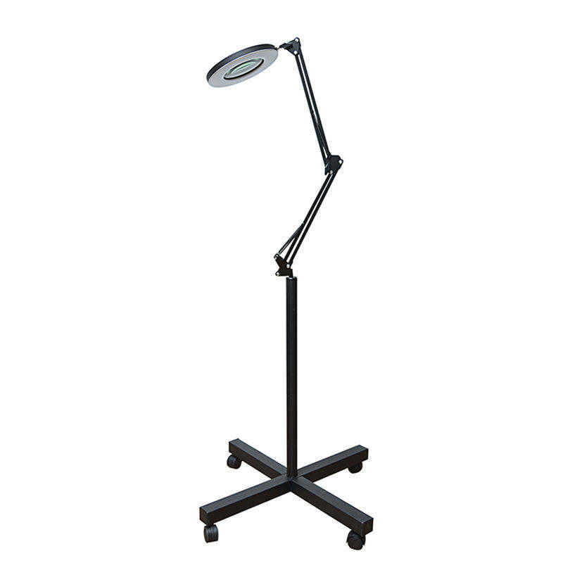 Studio 8X magnifying glass lamp folding swing arm led luminous floor lamp with wheels for sliding work salon floor lamp