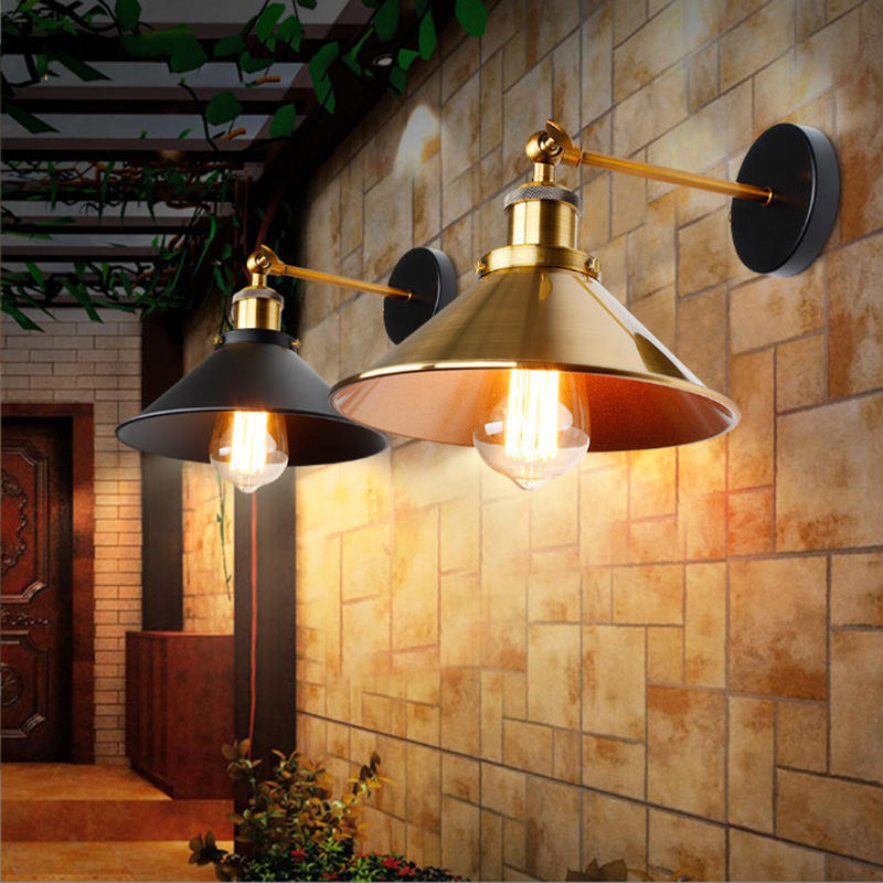 American industrial iron decorative wall lamp adjustable arm swing corner lighting wall lamp