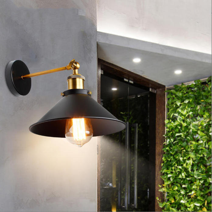 American industrial iron decorative wall lamp adjustable arm swing corner lighting wall lamp