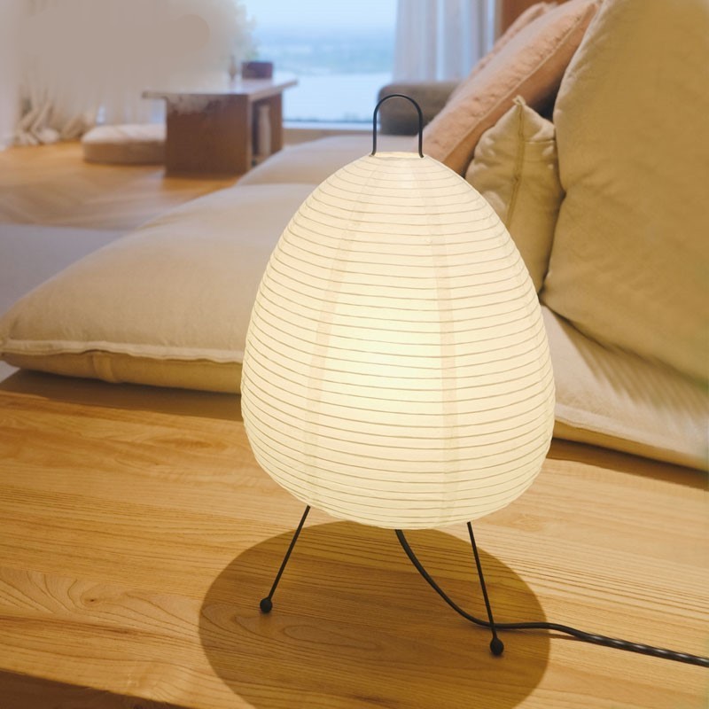 Modern handmade white rice paper table lamp metal base floor paper lantern lamp