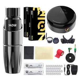 Noir Tour Tattoo Pen Set Kit Direct Drive Motor Mini Permanent Makeup Machine OLED Power Supplies 20Pcs Cartridge Needles