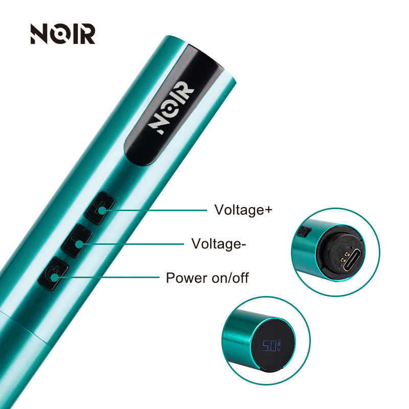 NOIR Tattoo Pen Kits Wireless Battery LED Display Eyebrow Lip Permanent Makeup Machine 20Pcs RL Cartridge Needles