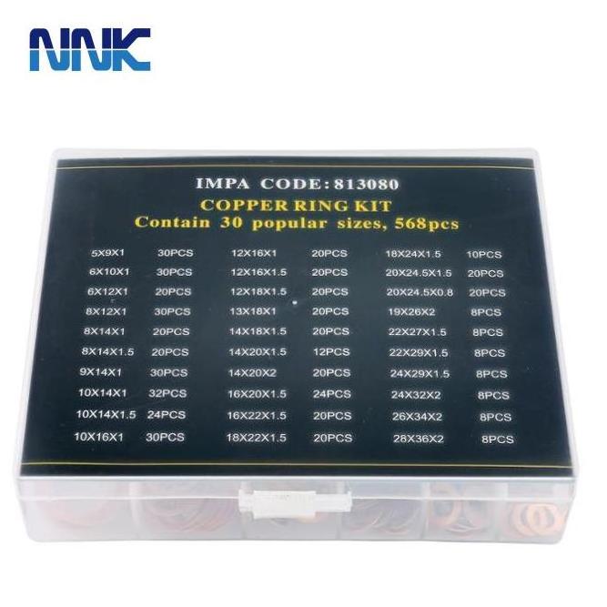 NNK Hot Sale 568 Pcs Copper Washer Assortment -Seal Gasket Ring Copper Gasket Copper Washer Kit