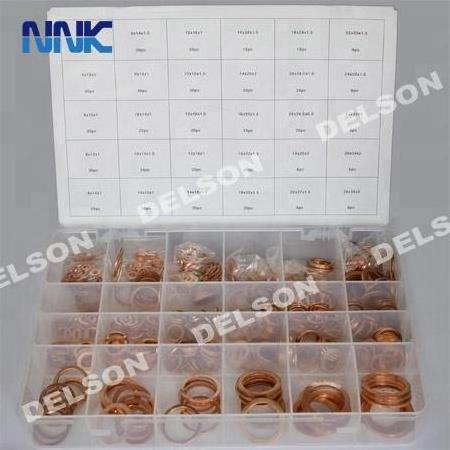 NNK Hot Sale 568 Pcs Copper Washer Assortment -Seal Gasket Ring Copper Gasket Copper Washer Kit