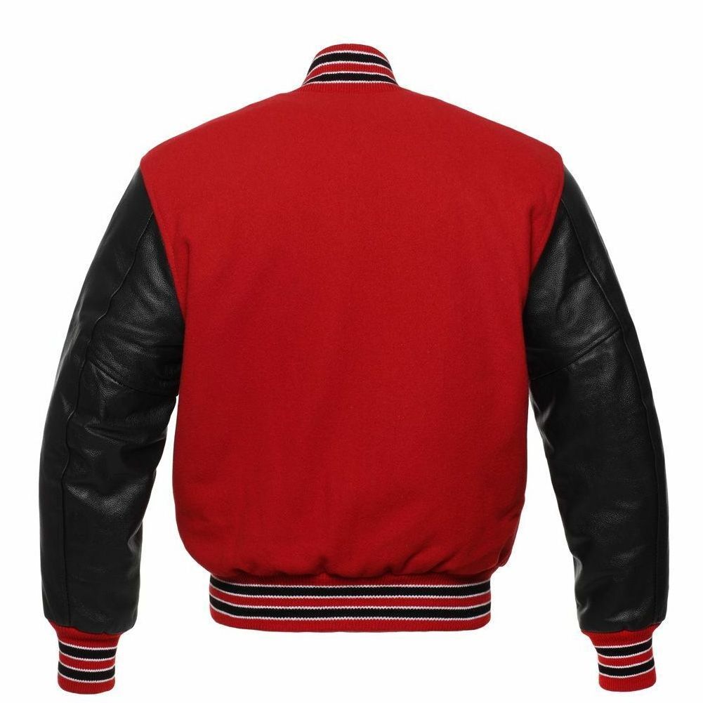 Custom Letterman Red Varsity Jackets Wholesale Blank Wool Body Leather Sleeves Varsity Men's Jackets High Street