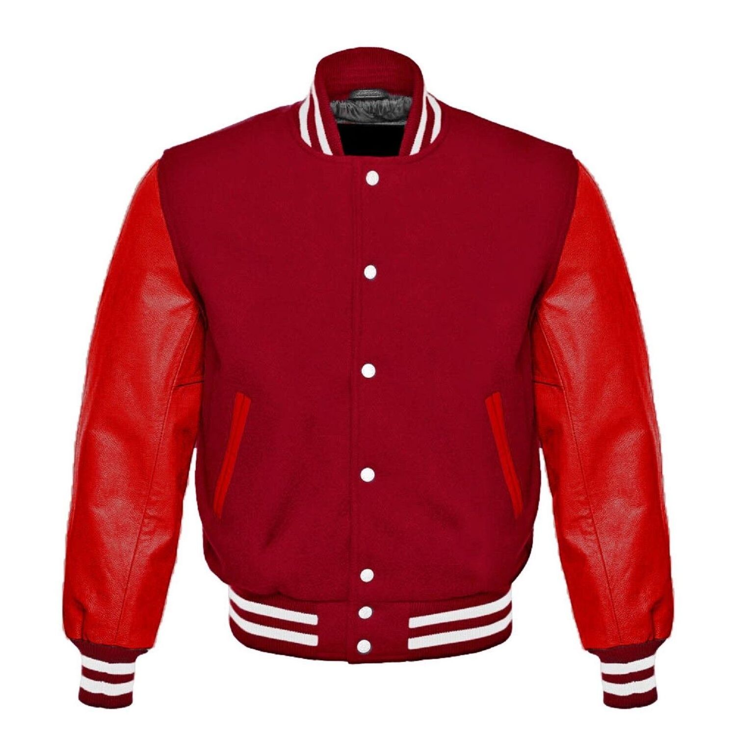 Custom Letterman Red Varsity Jackets Wholesale Blank Wool Body Leather Sleeves Varsity Men's Jackets High Street