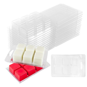 50 Packs Wax Melt Clamshells Molds 6 Cavity Clear Plastic Cube Tray for Wickless Wax Melt Candles