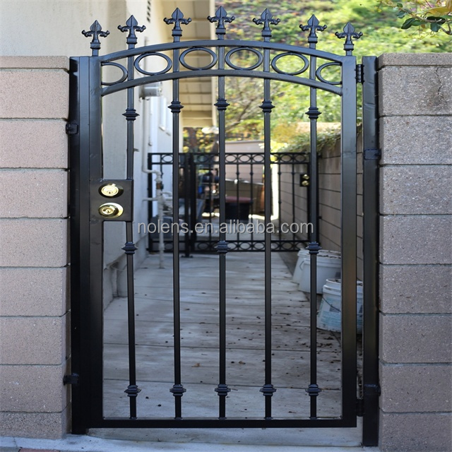 simple design garden single swing power coated backyard iron gate