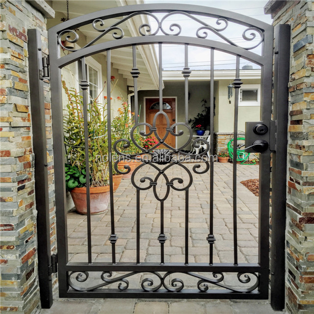 simple design garden single swing power coated backyard iron gate