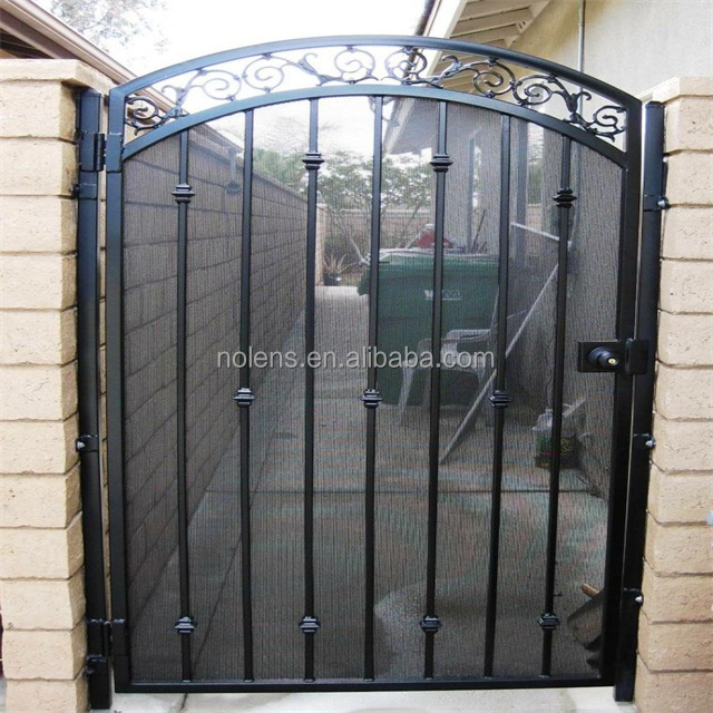 simple design garden single swing power coated backyard iron gate