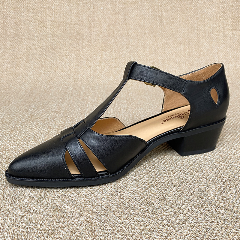 Universe P129 Cow Leather Pointed Toe Ladies Black Loafer Factory  Handmade Genuine Leather Dress Shoes