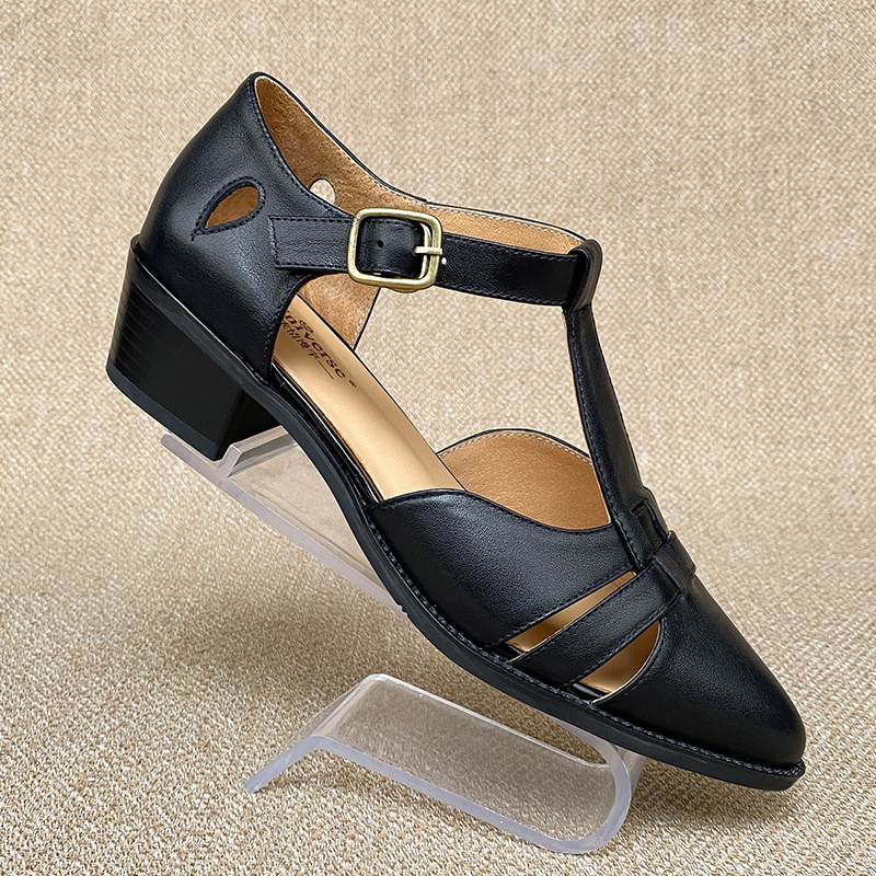 Universe P129 Cow Leather Pointed Toe Ladies Black Loafer Factory  Handmade Genuine Leather Dress Shoes