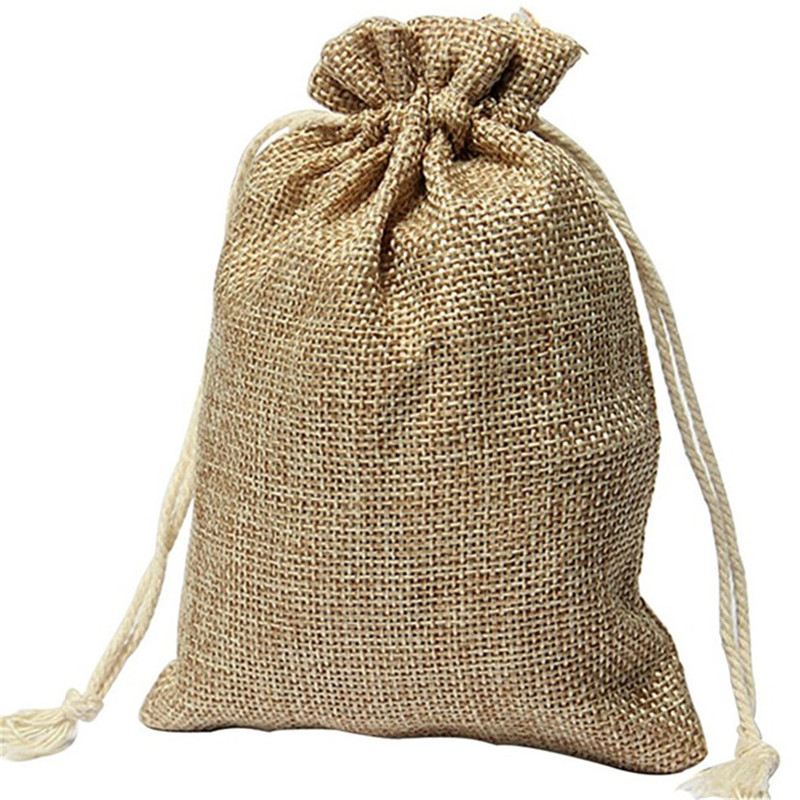 10 sizes on stock plain organic Jute pouch linen bag small reusable hemp jute bag