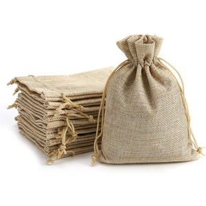 10 sizes on stock plain organic Jute pouch linen bag small reusable hemp jute bag