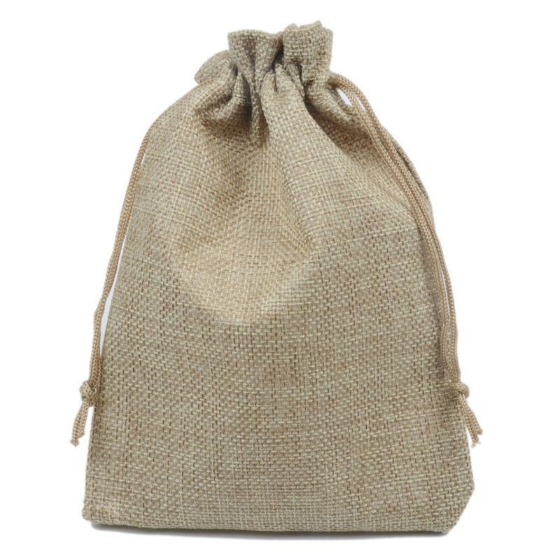 10 sizes on stock plain organic Jute pouch linen bag small reusable hemp jute bag