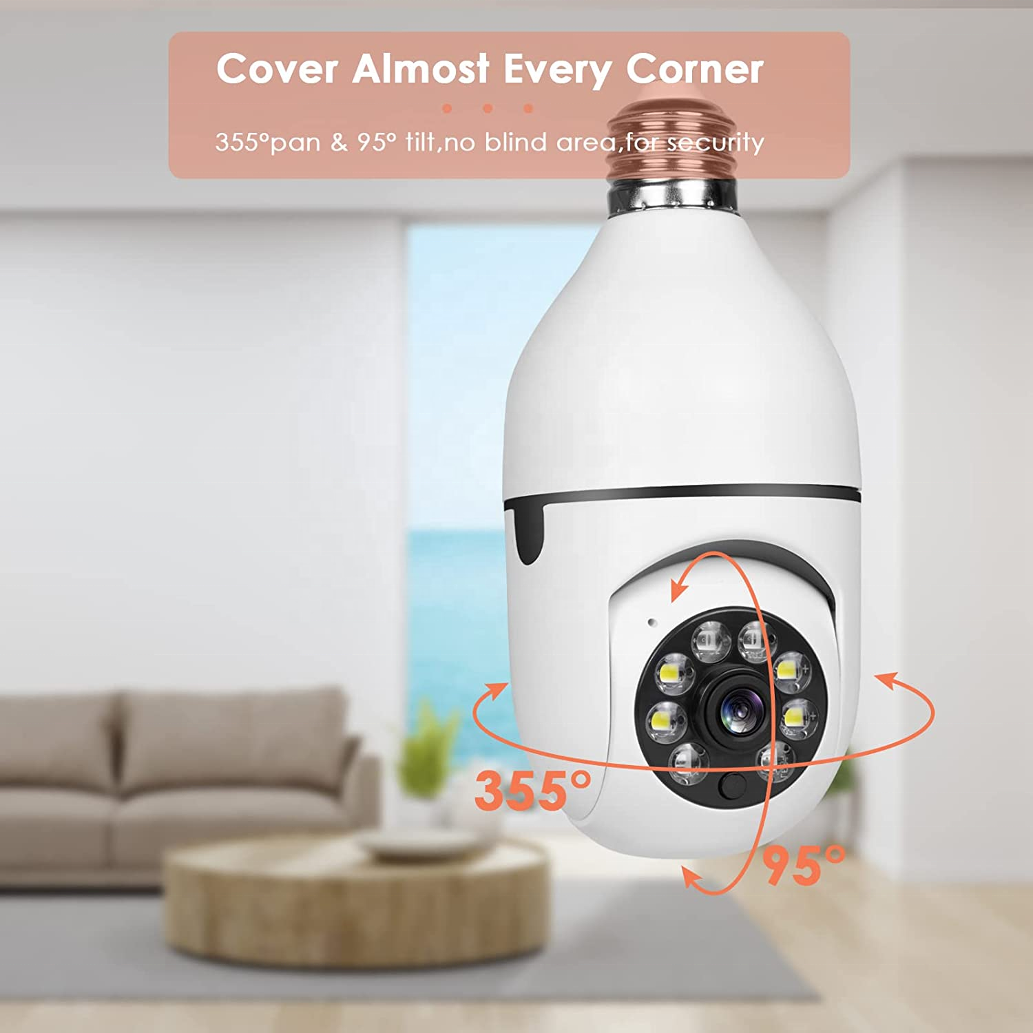 2024 hot 1080p wireless home indoor smart panoramic wifi hd 2.4g 5g 360 degree light bulb ip network camera