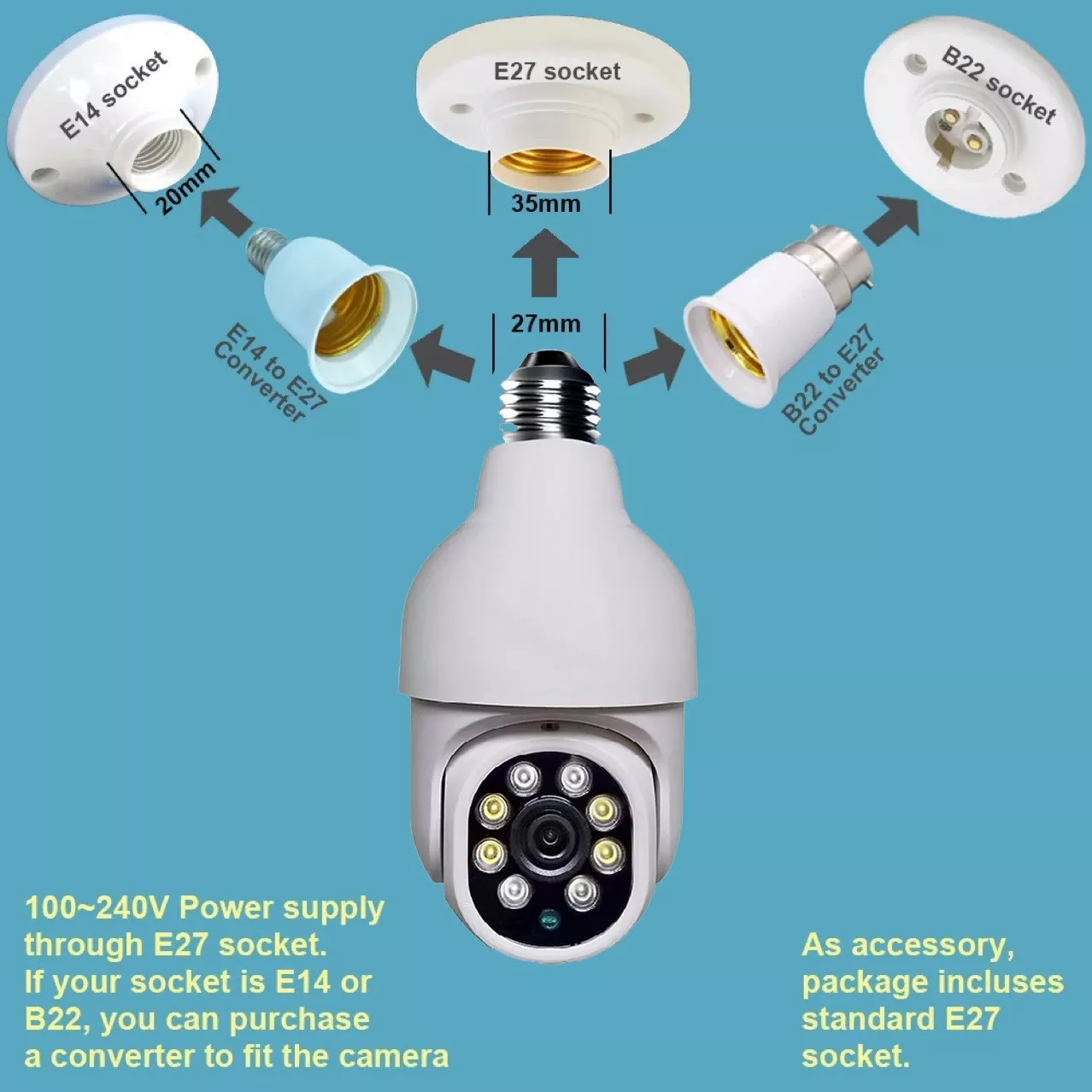 Wifi Ptz Camera Light Bulb1080P Indoor E27 Holder Surveillance Ip Network Bombillo Foco Night Vision mini bulb 360 Cctv Camara