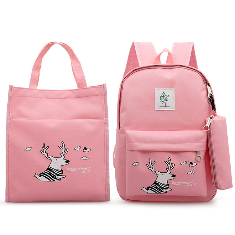 Latest schoolbag cartoon canvas student bag pack teenage girls school backpack