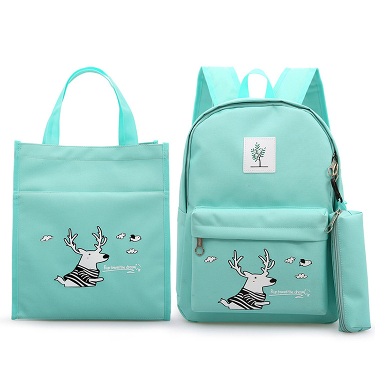 Latest schoolbag cartoon canvas student bag pack teenage girls school backpack