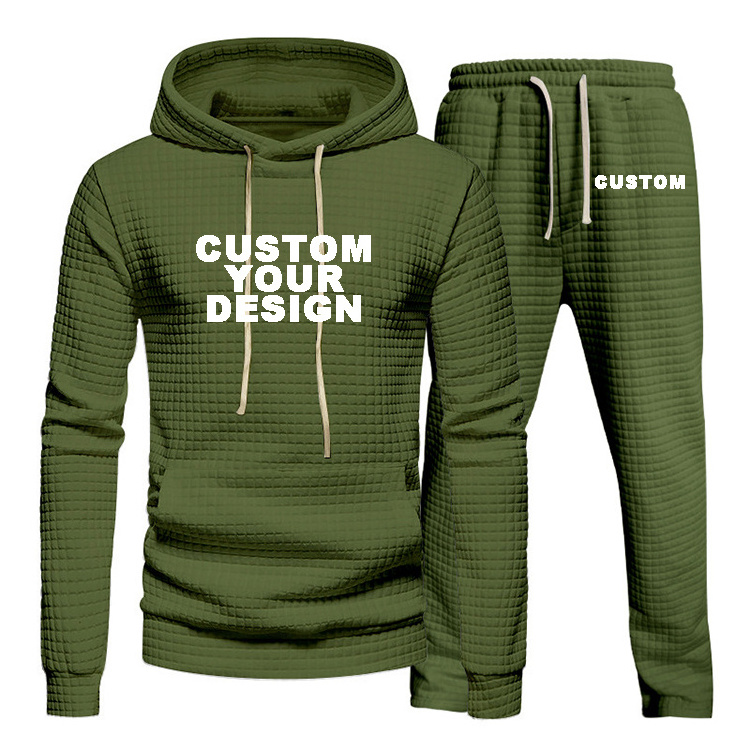 Autumn Men's Custom Tracksuit Set Long Sleeve Jacquard Hoodies Sportswear Suit Man Cargo Gym Jogger Sweatsuit