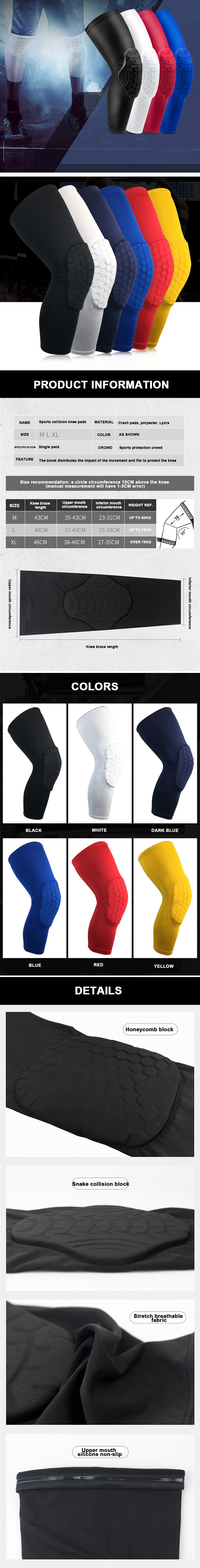 Anti-Collision Honeycomb Sports Guard Thin Soft Knee Sleeve Brace Protector For Outdoor Basketball Football Cycling