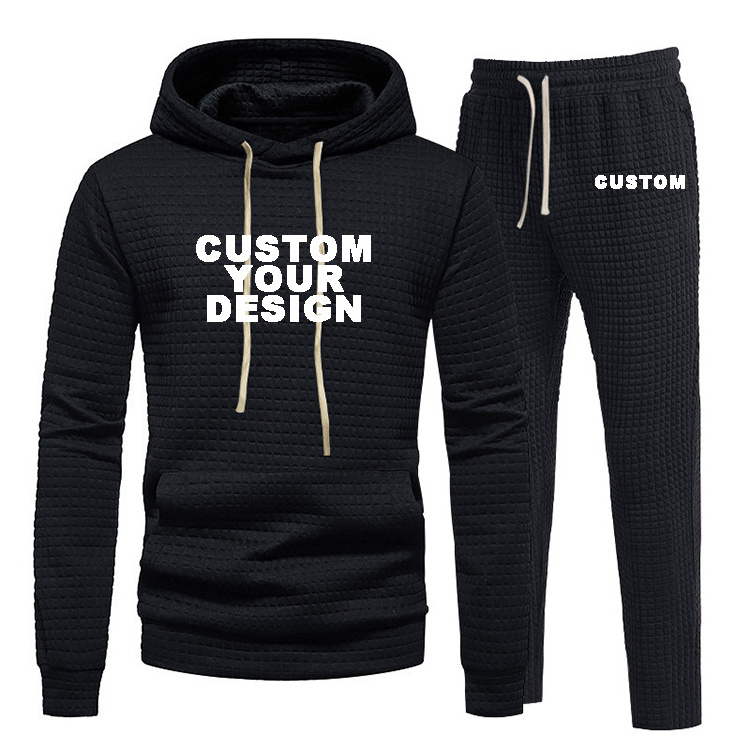 Autumn Men's Custom Tracksuit Set Long Sleeve Jacquard Hoodies Sportswear Suit Man Cargo Gym Jogger Sweatsuit