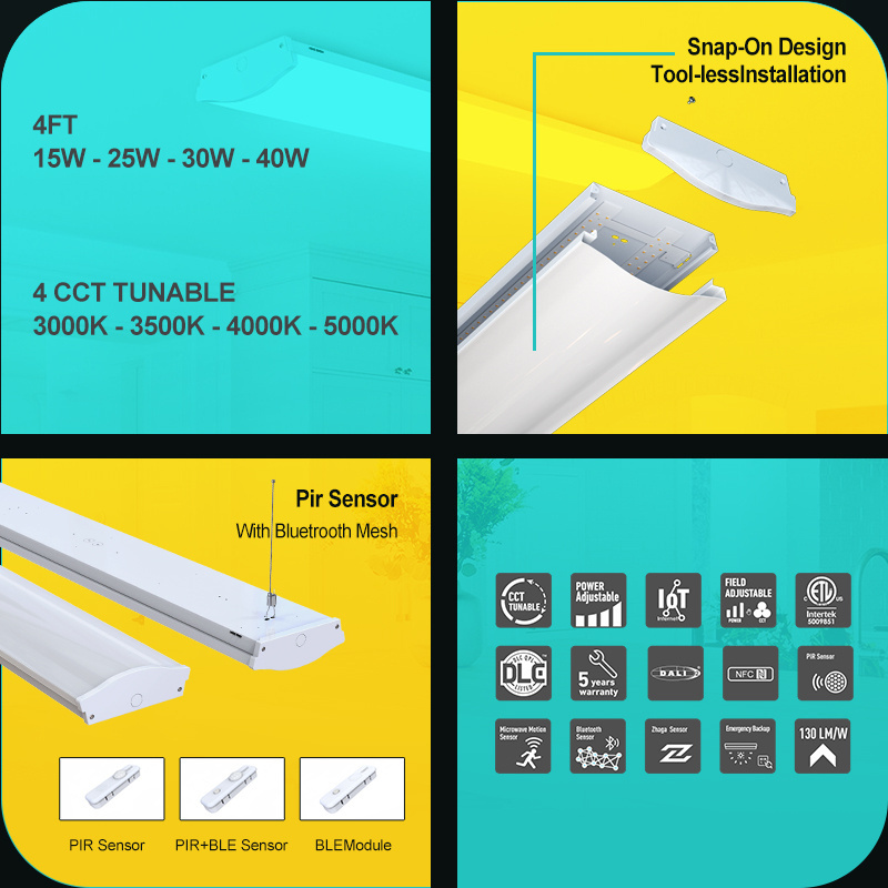 Vietnam Factory Outlet Dimming Wraparound Lights Led Linear Tube Light with Emergency Battery Motion Sensor