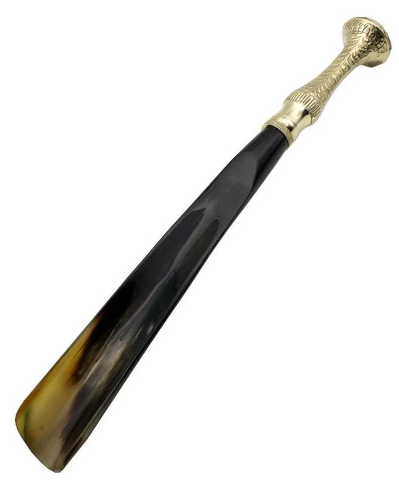 Cheapest price ox horn shoe horn  with brass handle