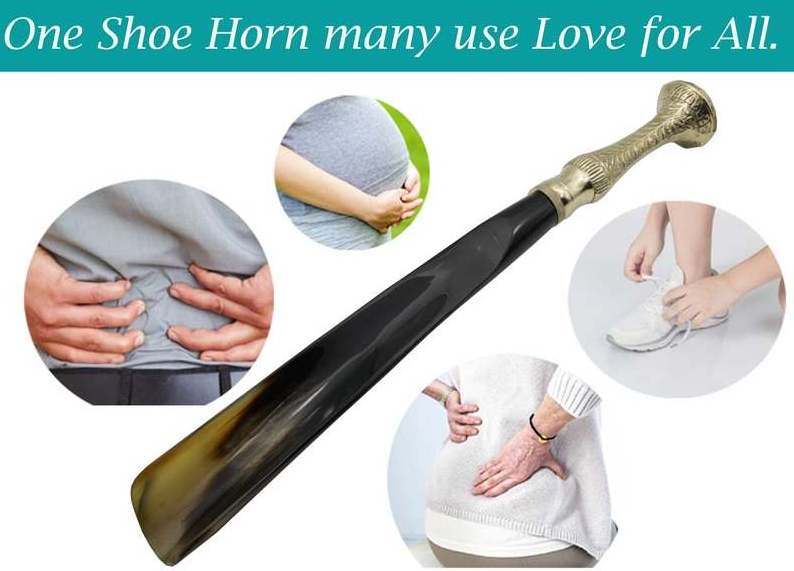 Cheapest price ox horn shoe horn  with brass handle