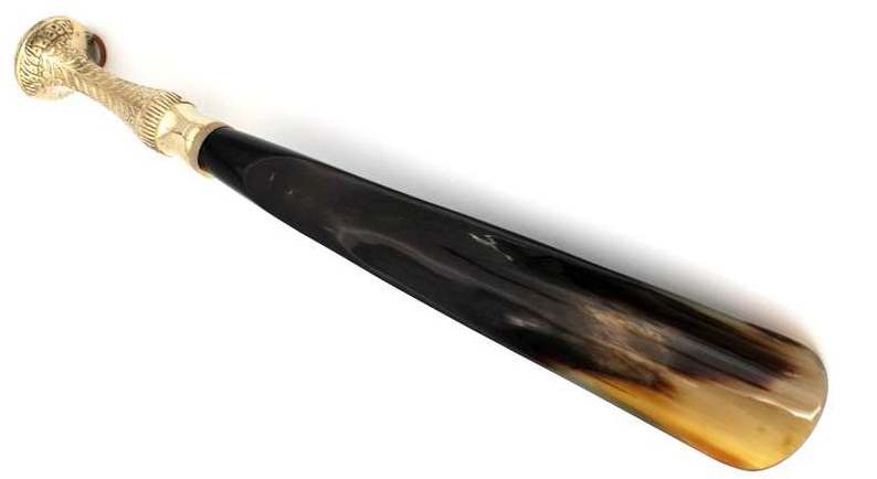 Cheapest price ox horn shoe horn  with brass handle