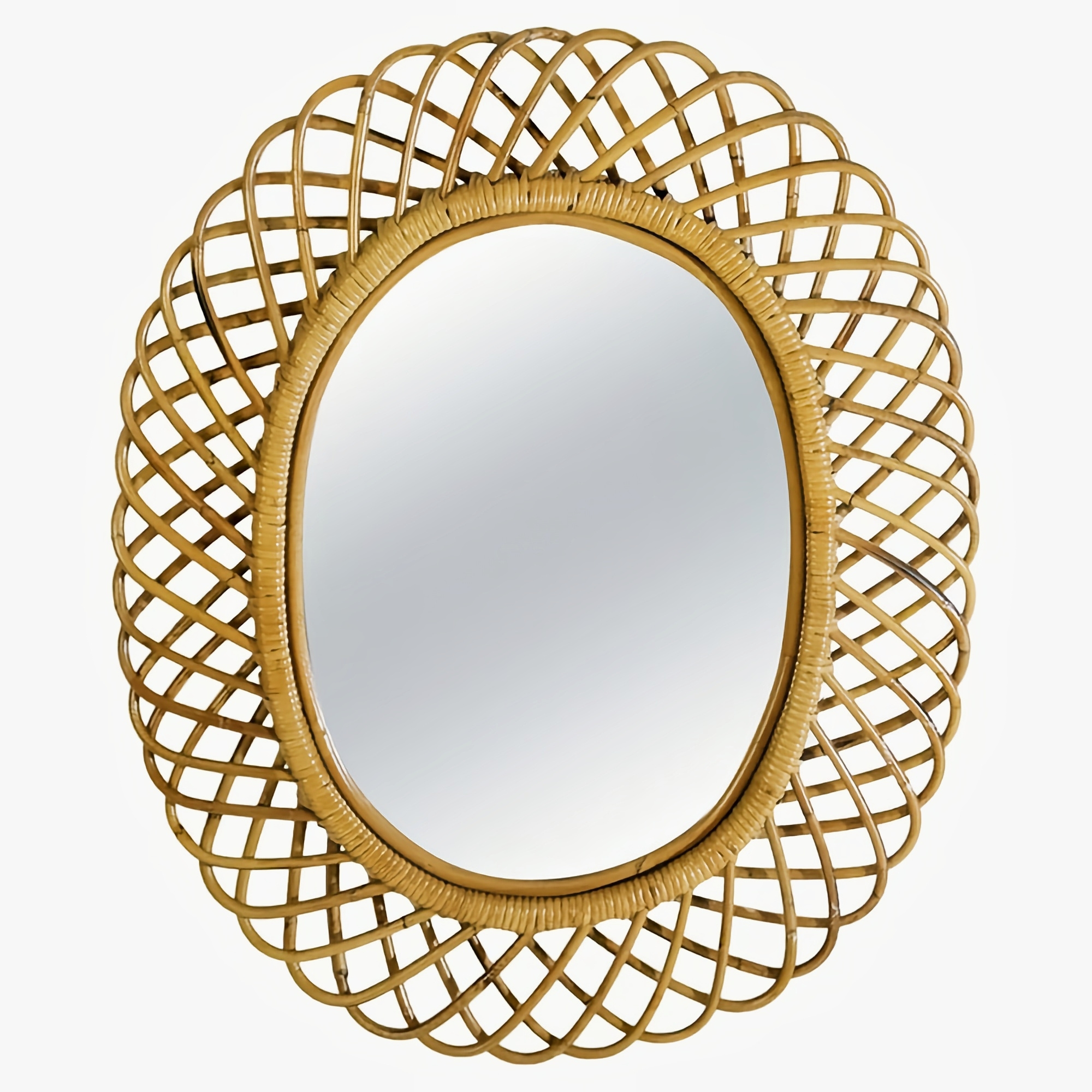 2024 Latest Arrival Custom Decorative Mirror Wall Hanging Nordic Wholesale Handmade Bamboo Indian Rattan Mirror