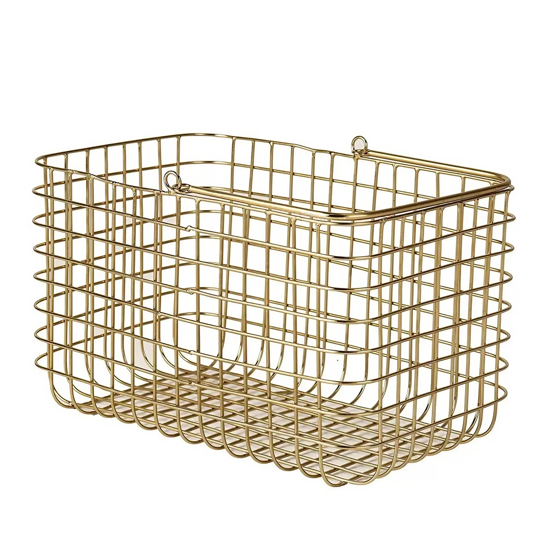 Wire Design Iron Metal Basket Tableware Food Storage Basket For Home Decor Copper Antique Finishing Fruits Basket