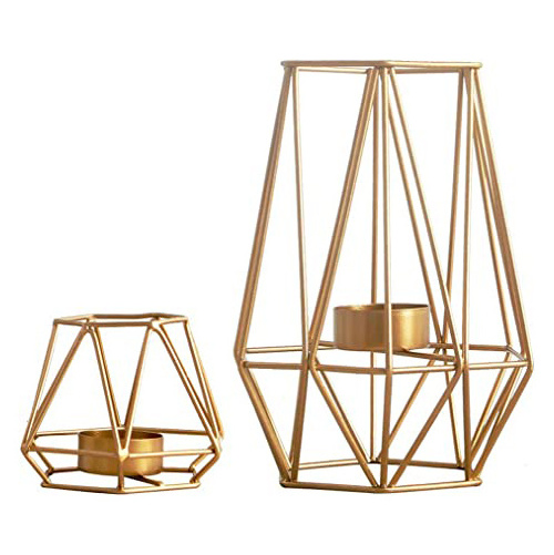 Latest design candle holder Metal geometrical wire decorative candle holder for home hotel