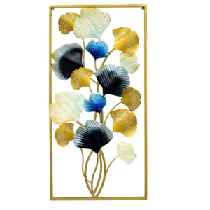 New 2022 latest design luxury gold flowers and ironwork wall hanging home decoration by noorims akbar handicrafts