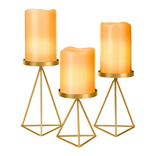 Latest design candle holder Metal geometrical wire decorative candle holder for home hotel