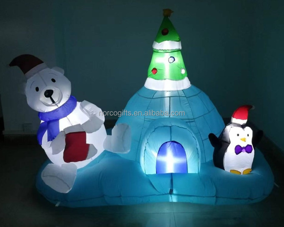 Christmas Light Up Igloo Polar Bear Penguin Xmas Tree Outdoor 6FT Long Decorations Yard Lawn Front Door