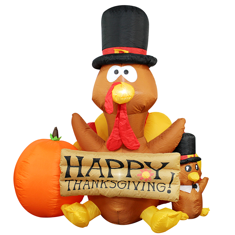 Custom Inflatable Thanksgiving Turkey with Pumpkin Model Blow-Up Thanksgiving Yard Outdoor Shopping Mall Decoration