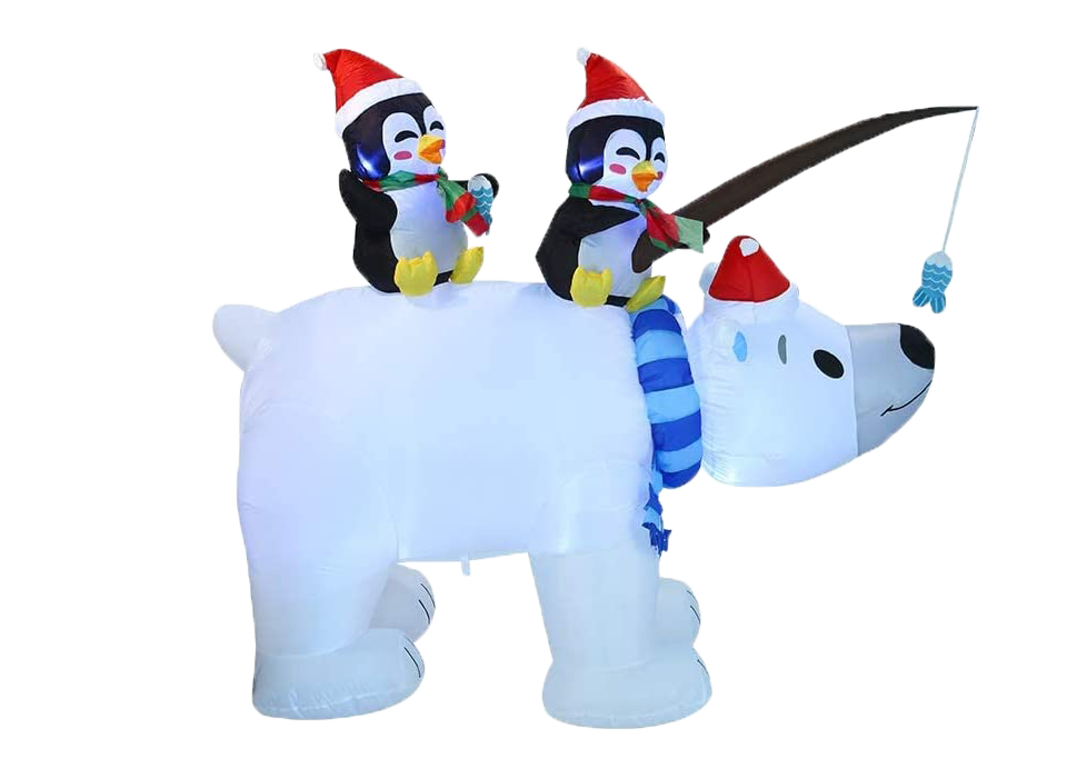 2023 Christmas Tinsel Penguin Bear Led Light Outside Waterproof Shrink Collapsible Garden Giant Outdoor Inflatable Decoration