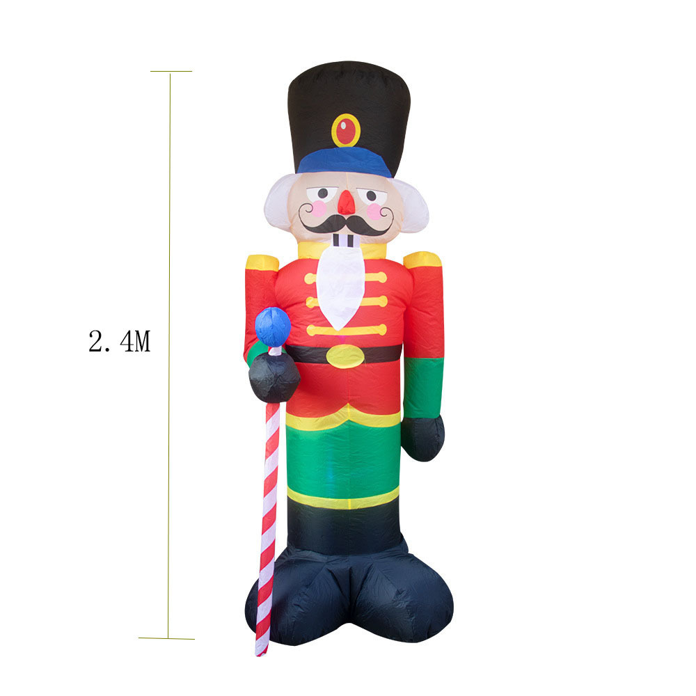 Wholesale custom  8ft life size outdoor inflatable christmas soldier nutcracker blow up Christmas decoration with LED lights