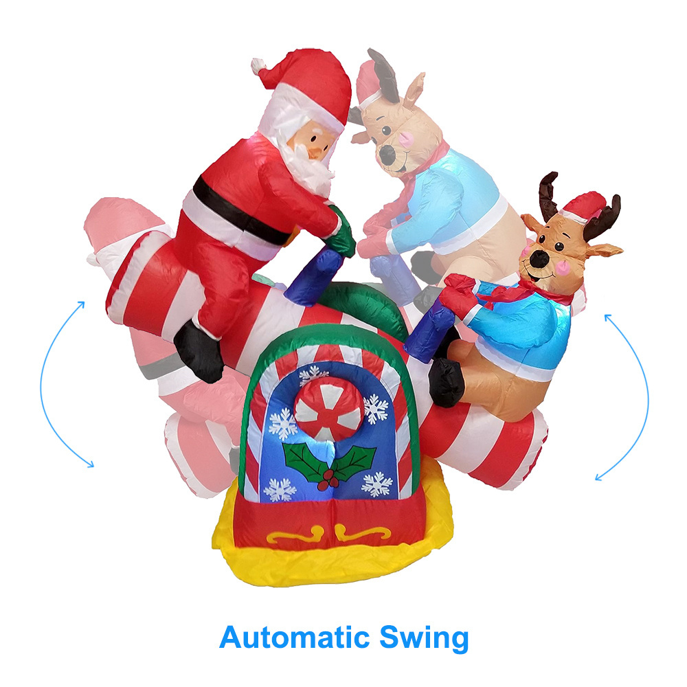 Factory New Design Outdoor indoor Inflatable Santa Claus And Elk On Seesaw Christmas Yard Festive Inflatable Decoration Model