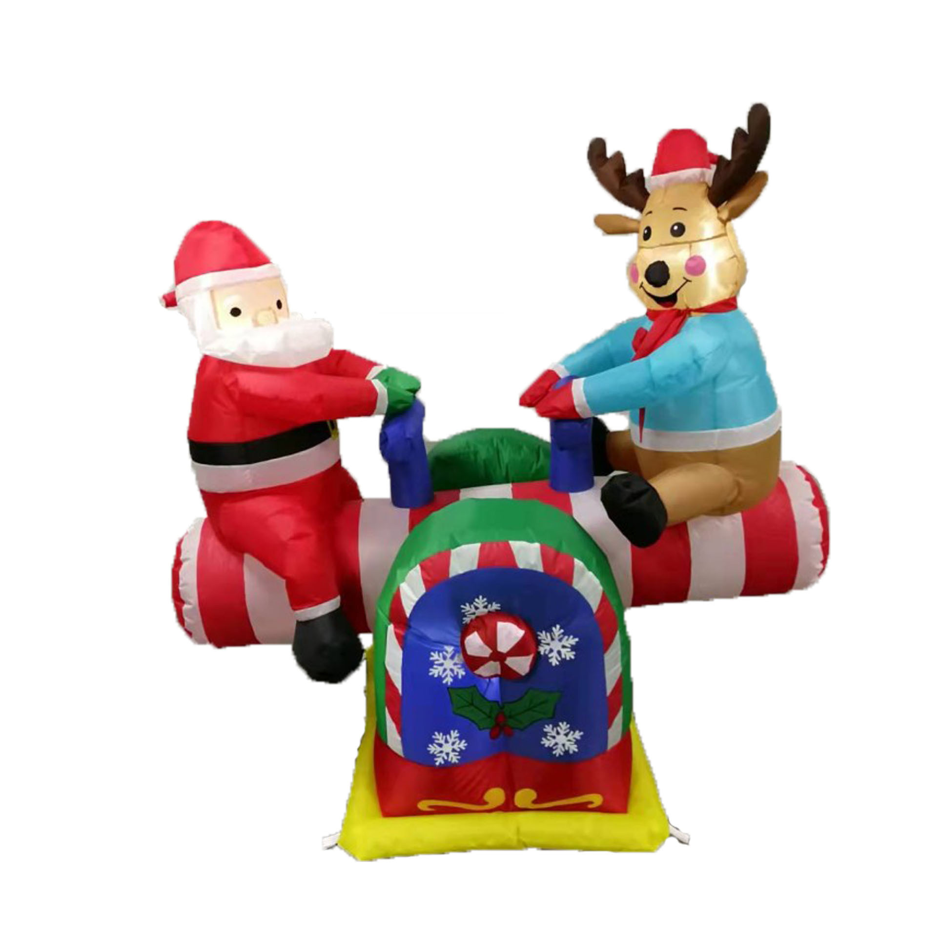 Factory New Design Outdoor indoor Inflatable Santa Claus And Elk On Seesaw Christmas Yard Festive Inflatable Decoration Model