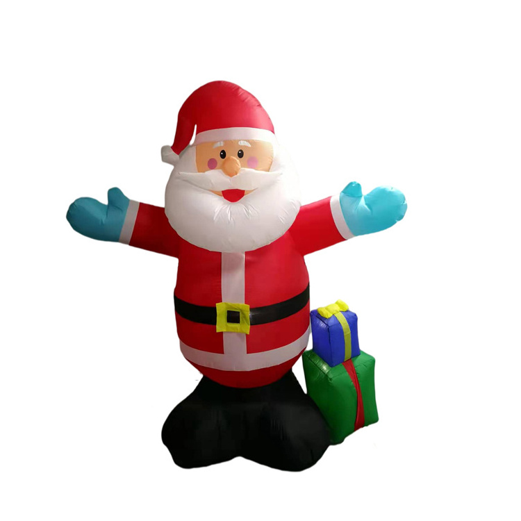 High Level Custom Inflatable Santa Claus Model Giant 2.4M Santa Claus And Gift Pack Model Inflatable For Promotional