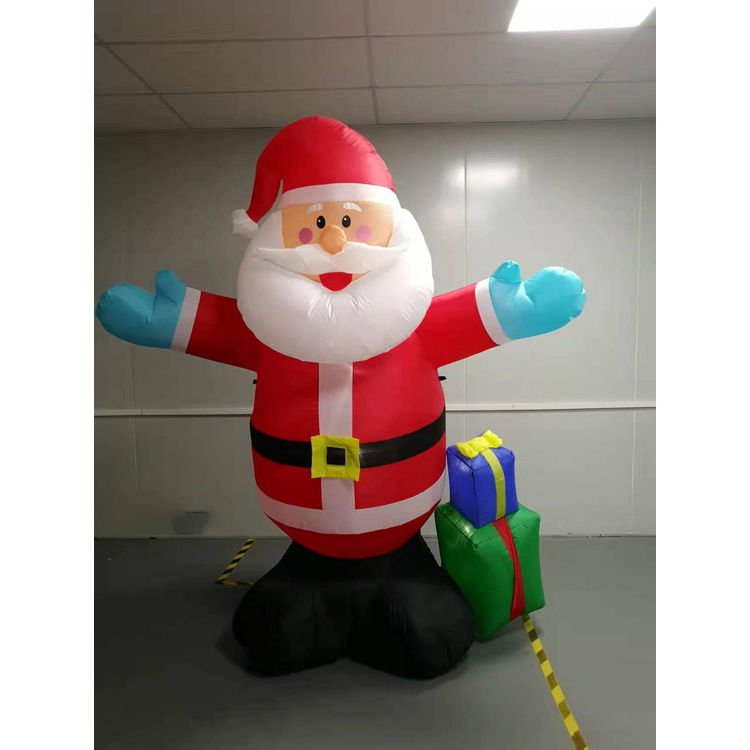 High Level Custom Inflatable Santa Claus Model Giant 2.4M Santa Claus And Gift Pack Model Inflatable For Promotional