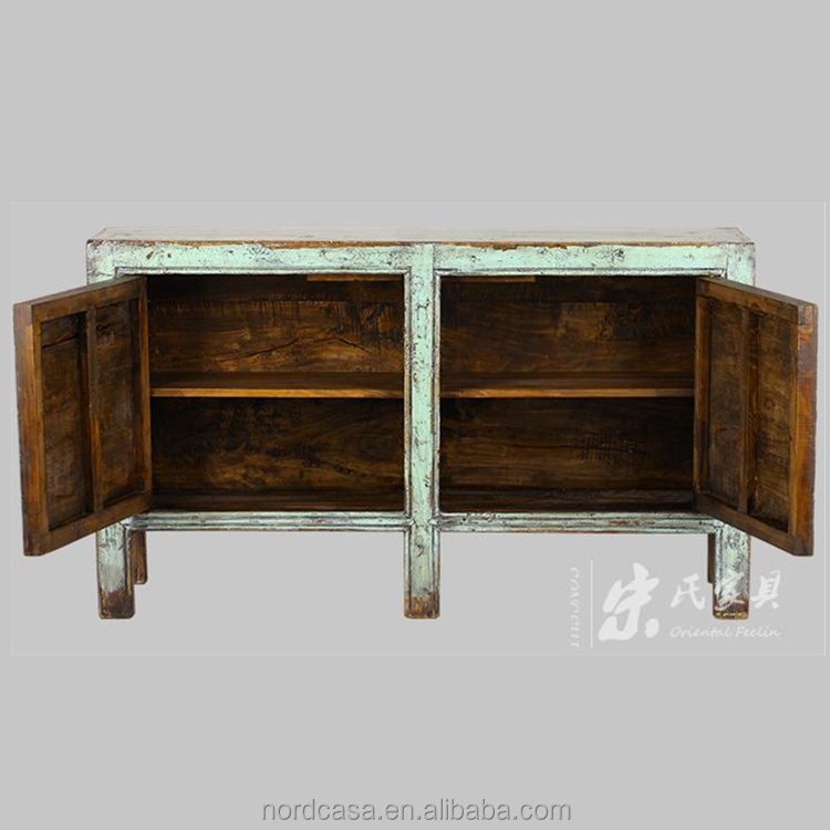 recycle pine wood two door antique style chinese furniture living room cabinet